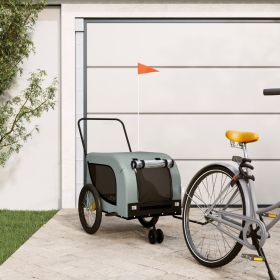 Pet Bike Trailer Grey and Black Oxford Fabric, Iron, PVC Standard