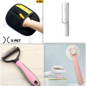 Pet Long-haired Dogknot Comb Double-sided Blade Dog (Option: Pink set20-L)
