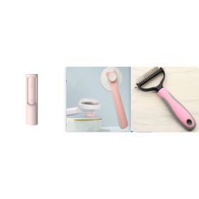 Pet Long-haired Dogknot Comb Double-sided Blade Dog (Option: Pink set9-L)
