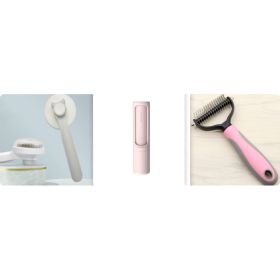 Pet Long-haired Dogknot Comb Double-sided Blade Dog (Option: Pink set11-L)